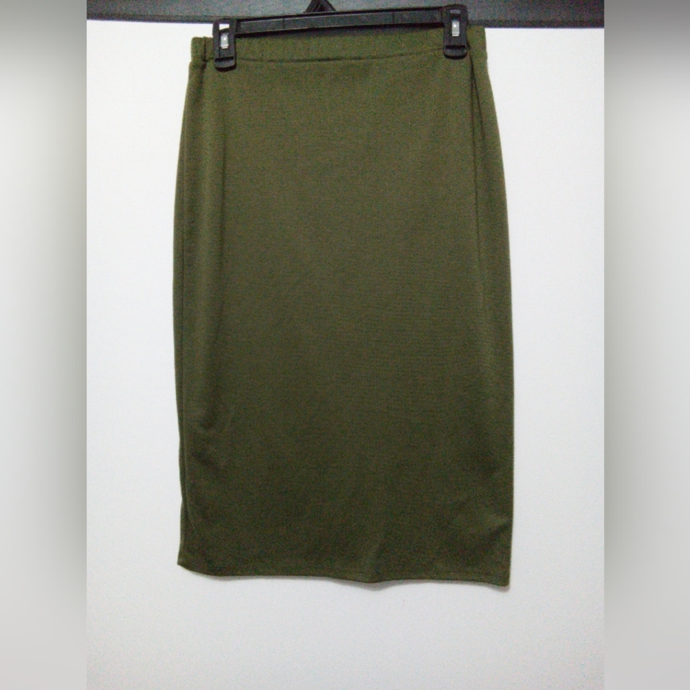 MOA USA Olive Green Textured Knit Midi Pencil Skirt - Size Large